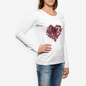 Women's Red Rose Heart Long sleeve T-shirt Printy6 Women's Long Sleeve Shirts - Tracy McCrackin Photography