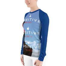 Load image into Gallery viewer, Positive Vibe Women&#39;s Rash Guard (Blue) Tracy McCrackin Photography Clothing - Tracy McCrackin Photography
