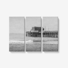 Load image into Gallery viewer, B&amp;W Newport Pier - 3 Piece Canvas Wall Art - Framed Ready to Hang 3x8&quot;x18&quot; Printy6 Wall art - Tracy McCrackin Photography
