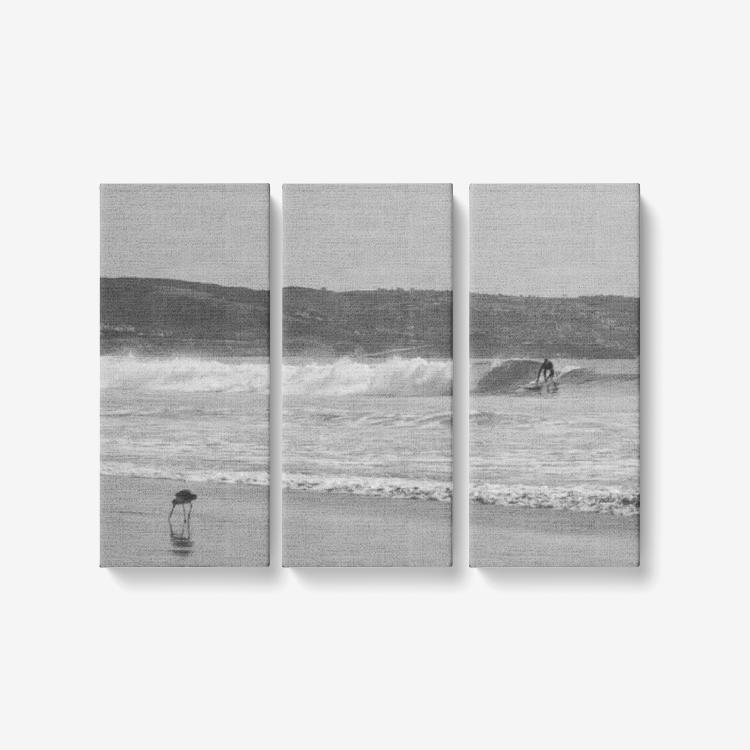 California Surfing - 3 Piece Canvas Wall Art - Framed Ready to Hang 3x8