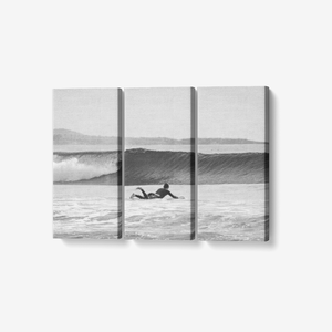B&W Ride the Wave - 3 Piece Canvas Wall Art - Framed Ready to Hang 3x8"x18" Printy6 Wall art - Tracy McCrackin Photography