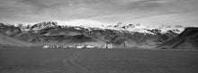 Load image into Gallery viewer, Iceland&#39;s Historic Farm Under the Volcano Panorama 24 x 6 / B&amp;W Tracy McCrackin Photography GiclŽe - Tracy McCrackin Photography