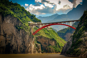Red Bridge Of The Yangtze River 5 x 7 / Colored Tracy McCrackin Photography GiclŽe - Tracy McCrackin Photography