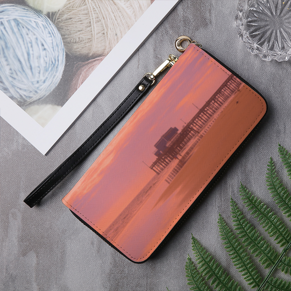 Newport Pier Leather Wallet Clutch Purse Printy6 Lifestyle - Tracy McCrackin Photography