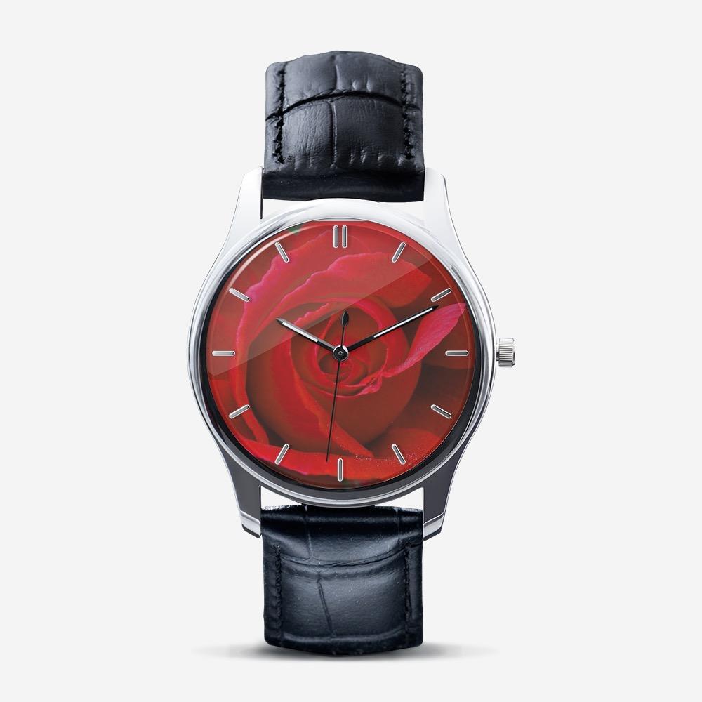 Red Rose Quartz Watch (Black) Printy6 Watch - Tracy McCrackin Photography