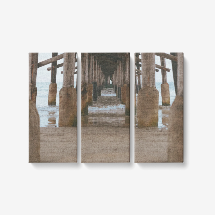 Peaceful Pier - 3 Piece Canvas Wall - Framed Ready to Hang 3x8