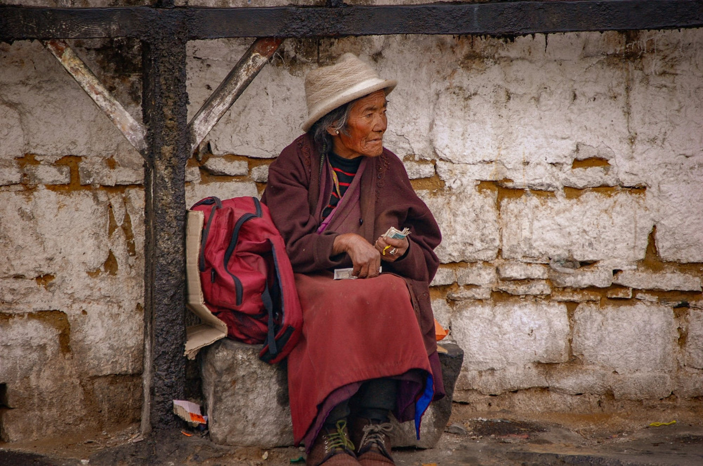 Tibetan Women Waiting at Bus Stop 5 x 7 / Colored Tracy McCrackin Photography GiclŽe - Tracy McCrackin Photography