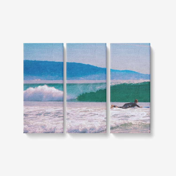 Surf's Up - 3 Piece Canvas Wall Art - Framed Ready to Hang 3x8