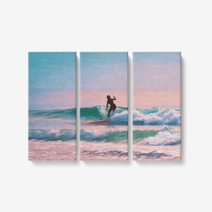 Sunset Surfing - 3 Piece Canvas Wall Art for Living Room - Framed Ready to Hang 3x8"x18" Printy6 Wall art - Tracy McCrackin Photography