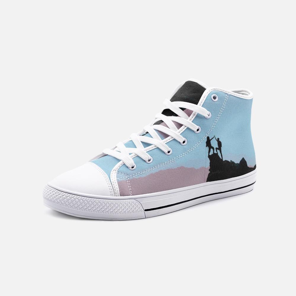 Sick Sends Unisex High Top Canvas Shoes (Blue/Grey) Printy6 Men's Shoes - Tracy McCrackin Photography