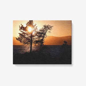 Sunset Over Lake Tahoe - 1 Piece Canvas Wall Art - Framed Ready to Hang 24"x18" - Tracy McCrackin Photography