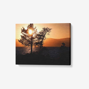 Sunset Over Lake Tahoe - 1 Piece Canvas Wall Art - Framed Ready to Hang 24"x18" - Tracy McCrackin Photography