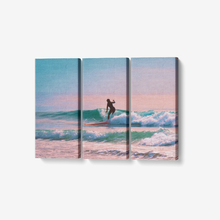 Load image into Gallery viewer, Sunset Surfing - 3 Piece Canvas Wall Art for Living Room - Framed Ready to Hang 3x8&quot;x18&quot; Printy6 Wall art - Tracy McCrackin Photography