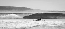 Load image into Gallery viewer, Surf&#39;s Up Huntington Beach 24x6 / B&amp;W Tracy McCrackin Photography GiclŽe - Tracy McCrackin Photography