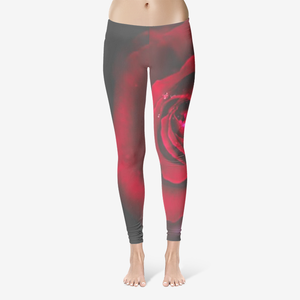 Red Rose Women's Crop Temp Control Leggings Printy6 Clothing - Tracy McCrackin Photography