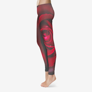 Red Rose Women's Crop Temp Control Leggings Printy6 Clothing - Tracy McCrackin Photography