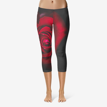 Load image into Gallery viewer, Red Rose Capri Leggings Printy6 Clothing - Tracy McCrackin Photography
