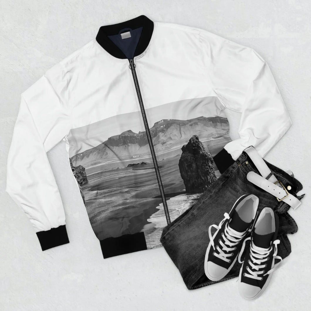 Iceland's Black Beach Bomber Jacket XS Printify All Over Prints - Tracy McCrackin Photography