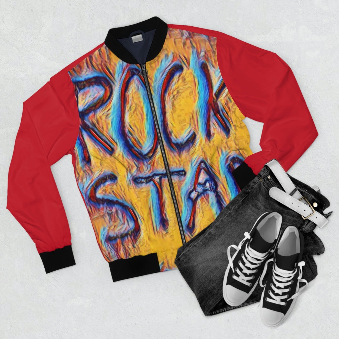 California Rock Star Graffiti Bomber Jacket (Red)