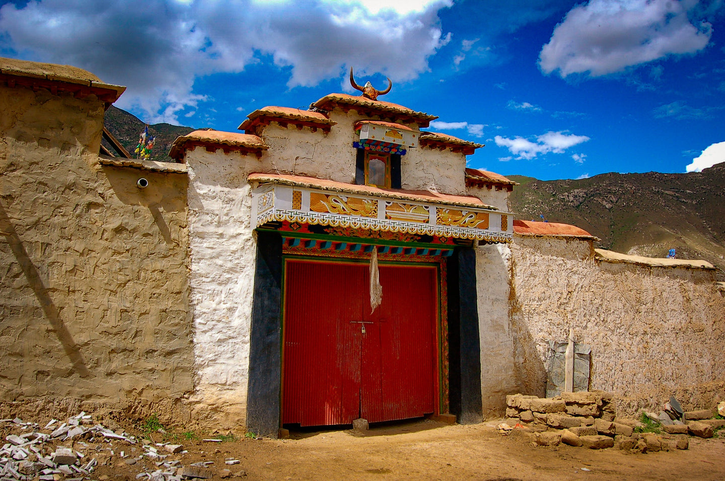 Colorful Front Door of Tibetan Home 5 x 7 / Colored Tracy McCrackin Photography GiclŽe - Tracy McCrackin Photography