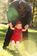 Load image into Gallery viewer, Child Swinging with Father Red Dress Tracy McCrackin Photography - Tracy McCrackin Photography