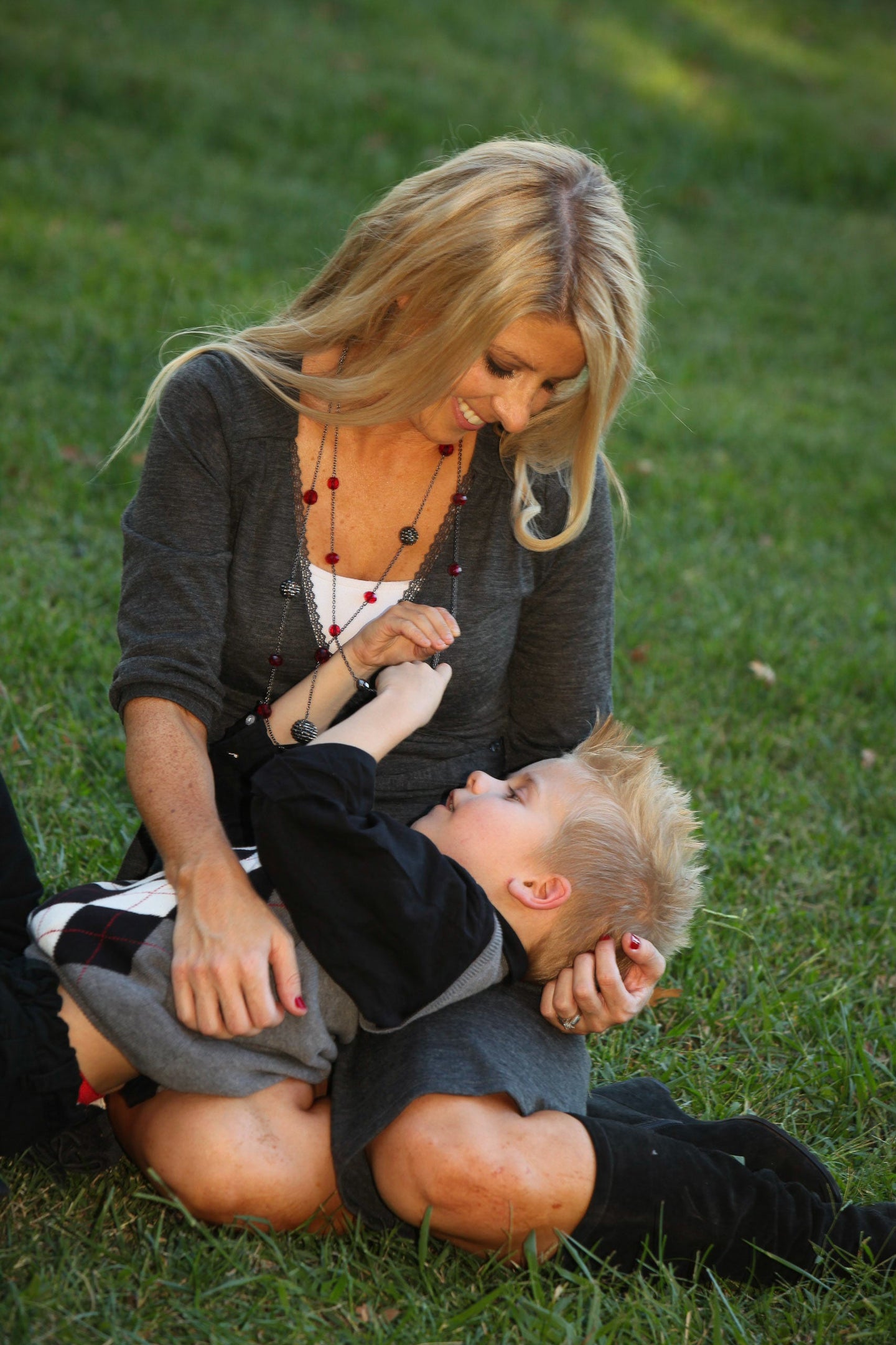 Mother and Son Playing on Grass Together Tracy McCrackin Photography - Tracy McCrackin Photography