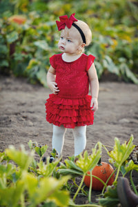 Pretty little girl in Red Dress on farm Tracy McCrackin Photography - Tracy McCrackin Photography