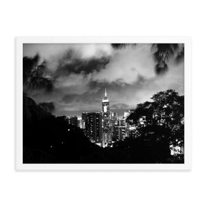 Hong Kong Cityscape Framed poster (BW) White / 18×24 Tracy McCrackin Photography - Tracy McCrackin Photography