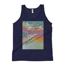 Load image into Gallery viewer, Peaceful Pier Unisex Tank Top Tri-Indigo / XS Tracy McCrackin Photography - Tracy McCrackin Photography