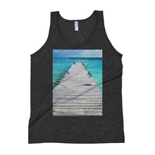 Load image into Gallery viewer, Beach Pier Unisex Tank Top Tri-Black / XS Tracy McCrackin Photography - Tracy McCrackin Photography