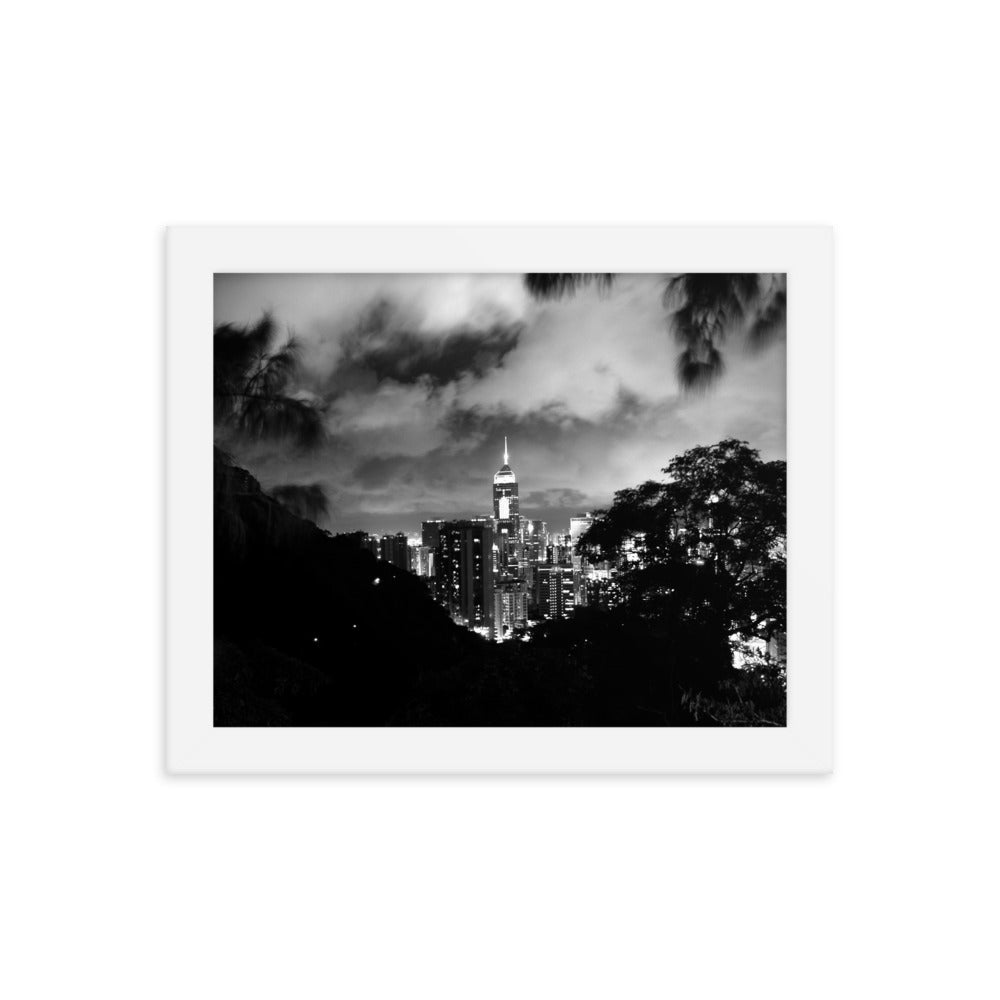 Hong Kong Cityscape Framed poster (BW) Giclee / White / 8×10 Tracy McCrackin Photography - Tracy McCrackin Photography