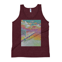 Load image into Gallery viewer, Peaceful Pier Unisex Tank Top Tri-Cranberry / XS Tracy McCrackin Photography - Tracy McCrackin Photography