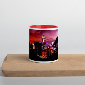 Hong Kong Nightscape Mug with Color Inside Red Tracy McCrackin Photography - Tracy McCrackin Photography