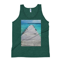 Load image into Gallery viewer, Beach Pier Unisex Tank Top Tri-Evergreen / XS Tracy McCrackin Photography - Tracy McCrackin Photography
