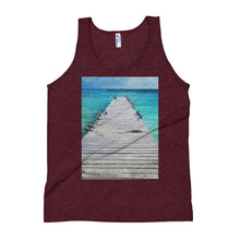 Load image into Gallery viewer, Beach Pier Unisex Tank Top Tri-Cranberry / XS Tracy McCrackin Photography - Tracy McCrackin Photography