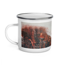 Load image into Gallery viewer, Misty Red Mountains Enamel Mug Tracy McCrackin Photography Home Decor - Tracy McCrackin Photography